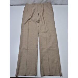 VTG Majer Dress Pants Mens 42x36 Beige Wool Linen Pleated Straight Regular NWT